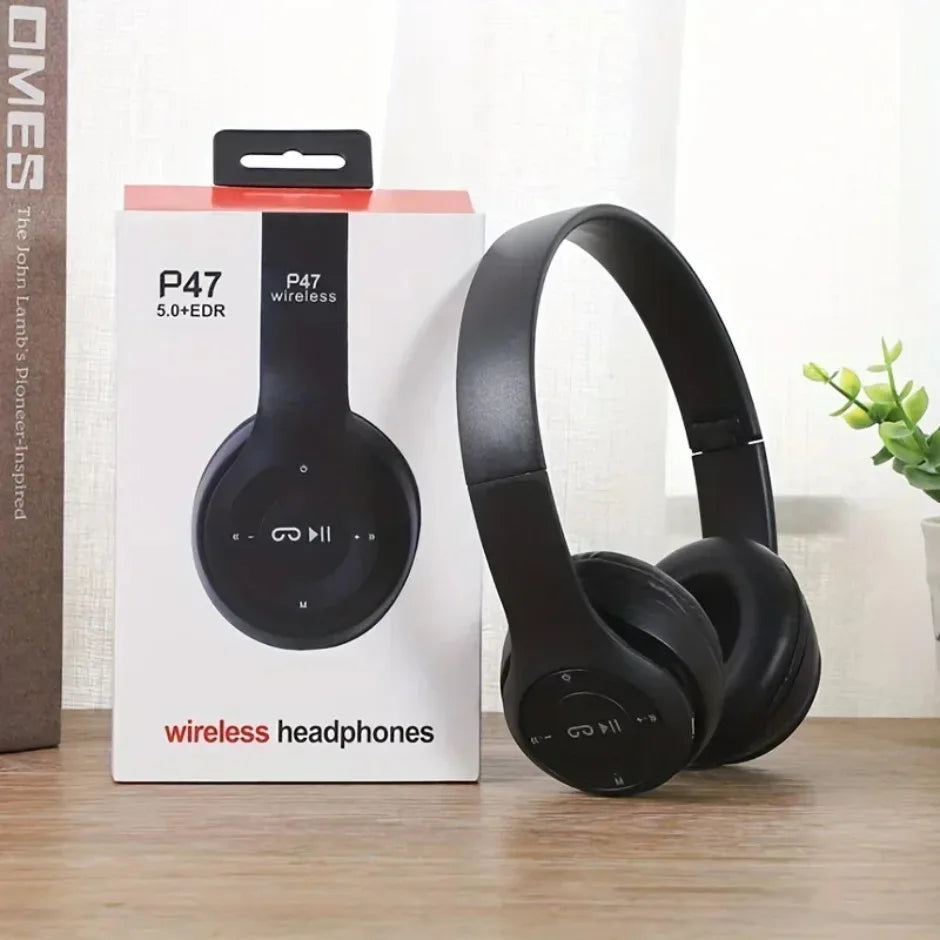 P47 Wireless Bluetooth Headphones with Mic & HiFi Bass