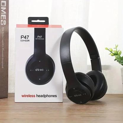 P47 Wireless Bluetooth Headphones with Mic & HiFi Bass