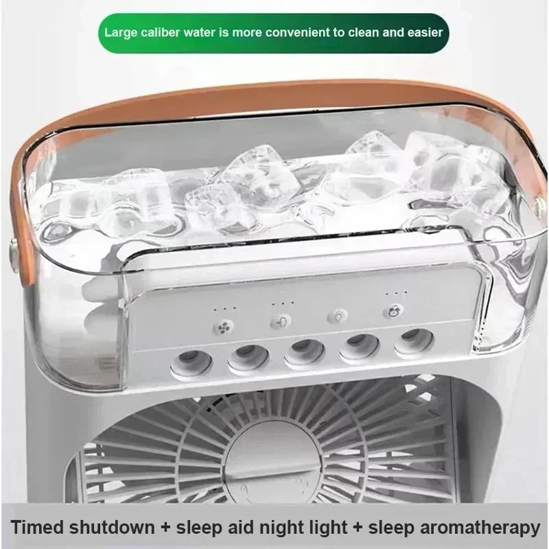3-in-1 Mini Air Cooler Fan with Humidifier & LED Light