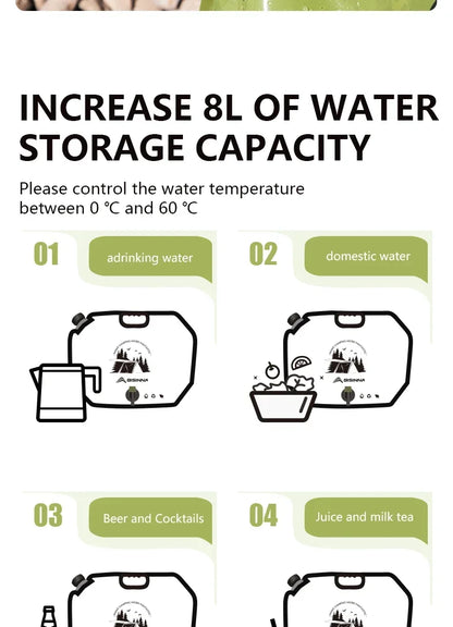 8L Foldable Food-Grade Water Storage Bag for Camping, Hiking & Travel