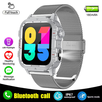 Military Smart Watch with BT Calls & Fitness Tracker