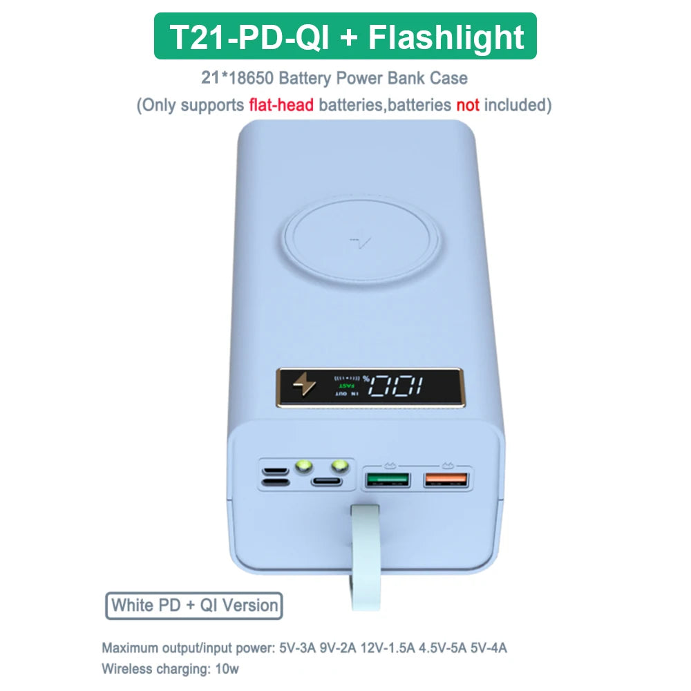 Portable Power Bank with Wireless Charging & LED Display
