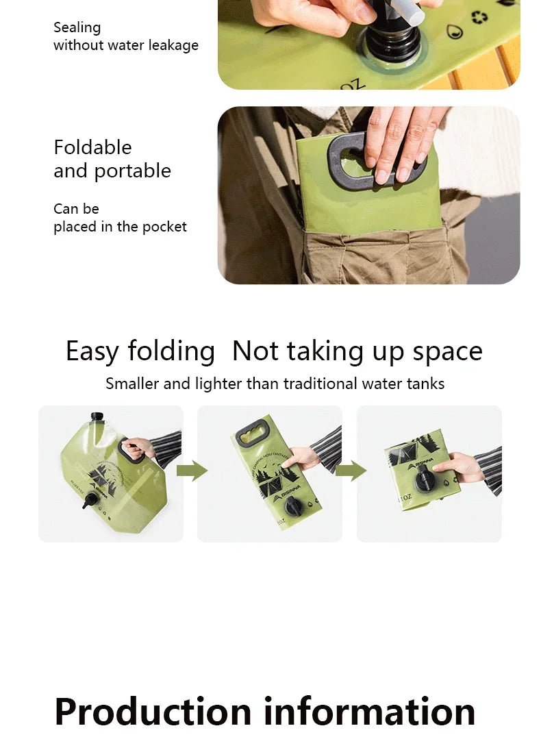 8L Foldable Food-Grade Water Storage Bag for Camping, Hiking & Travel