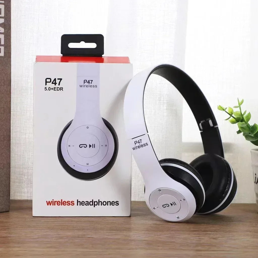 P47 Wireless Bluetooth Headphones with Mic & HiFi Bass