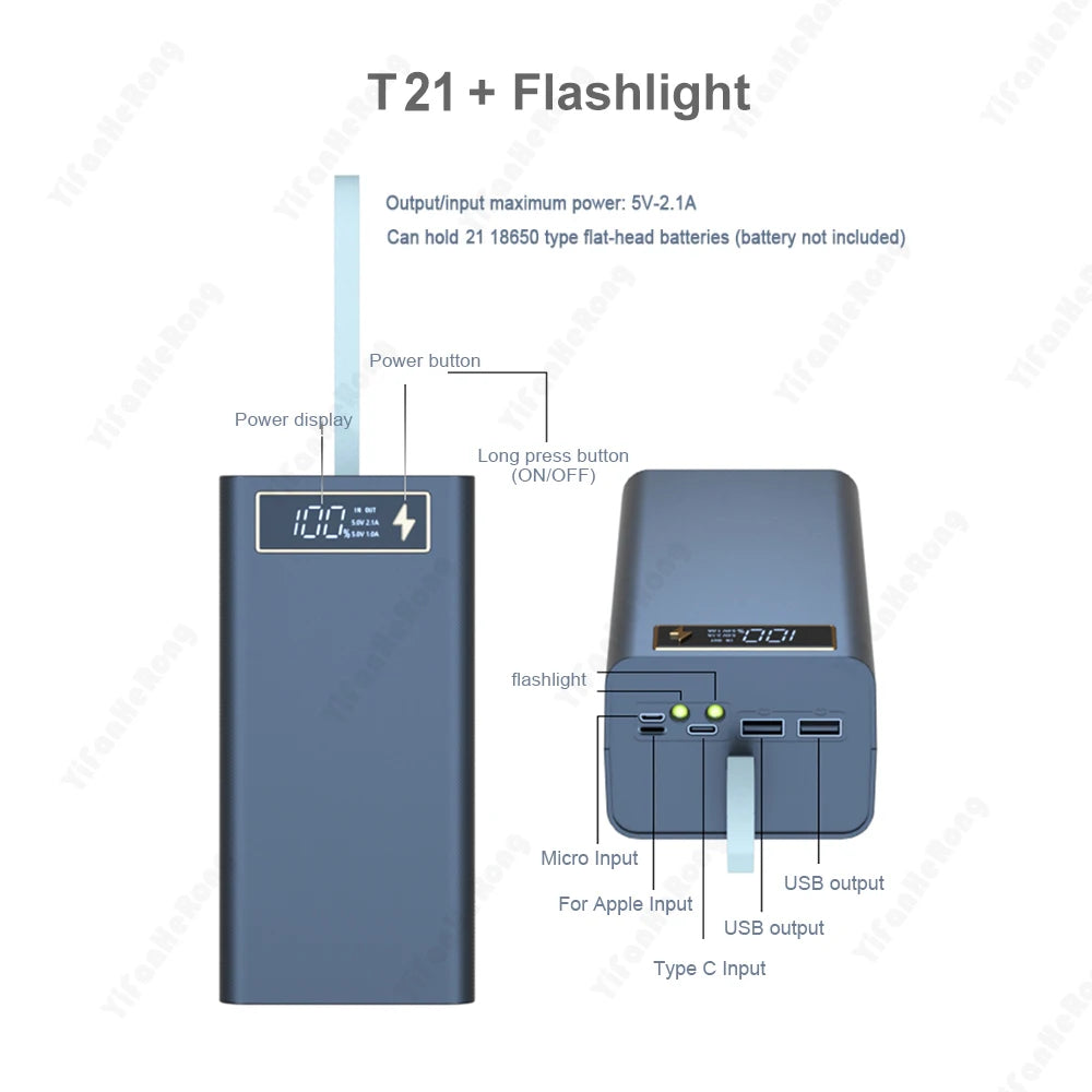 Portable Power Bank with Wireless Charging & LED Display