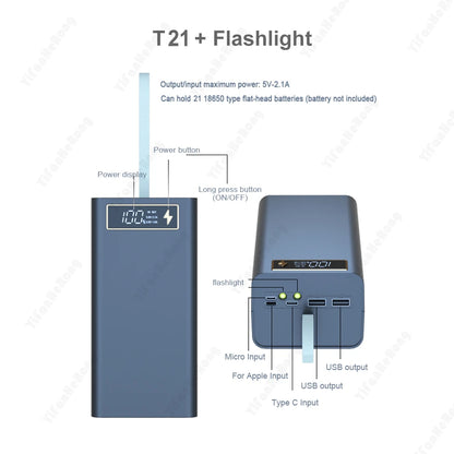 Portable Power Bank with Wireless Charging & LED Display
