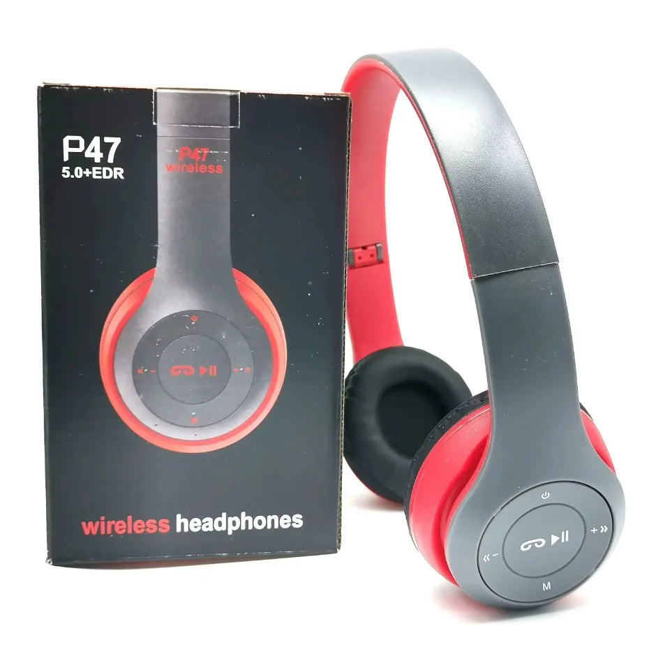 P47 Wireless Bluetooth Headphones with Mic & HiFi Bass