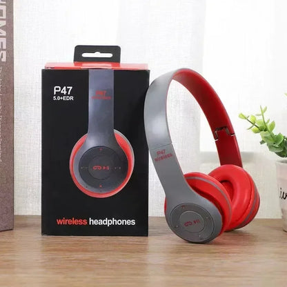 P47 Wireless Bluetooth Headphones with Mic & HiFi Bass
