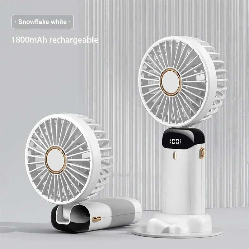 Portable 5-Speed Mini Neck Fan with Stand