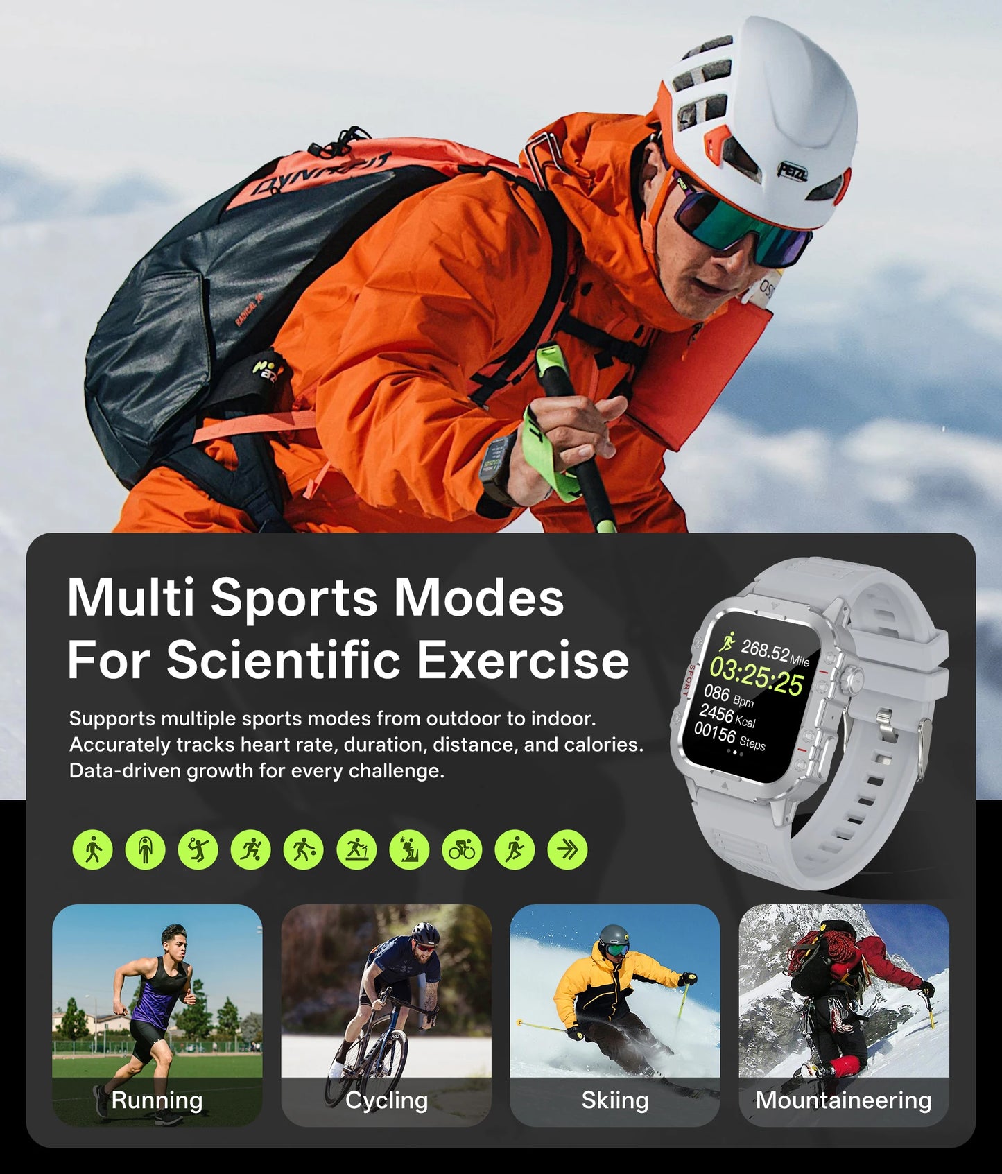 Military Smart Watch with BT Calls & Fitness Tracker