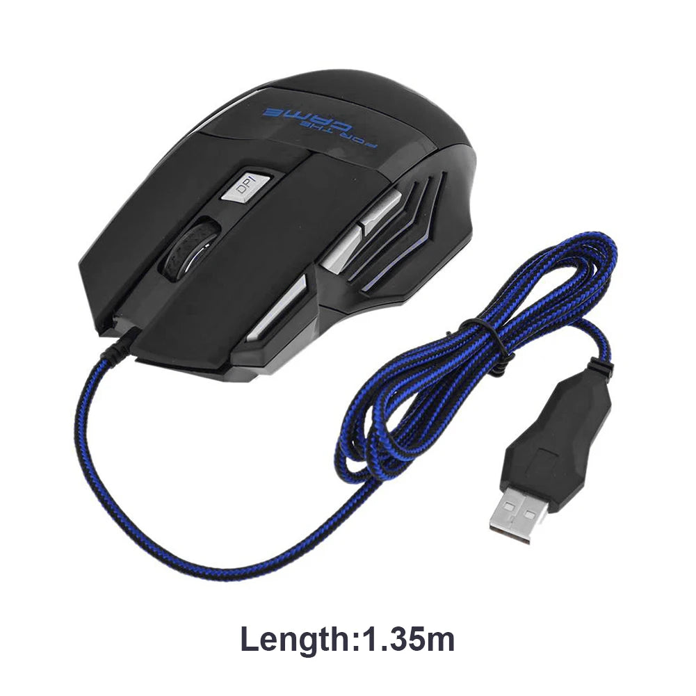 USB Wired Gaming Mouse, 5500 DPI RGB, 7-Button Ergonomic