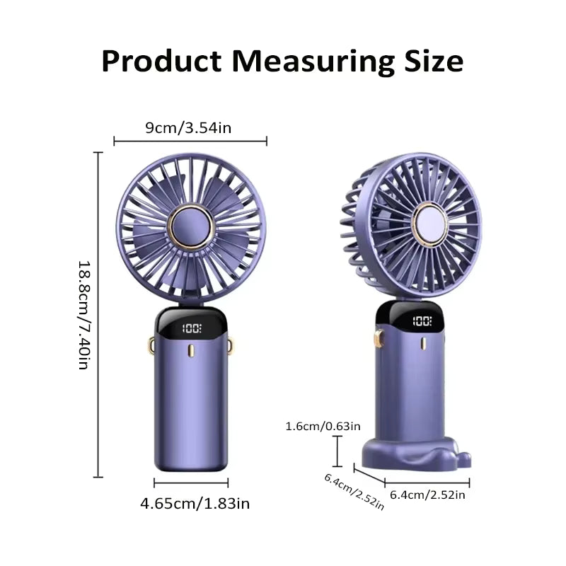 Portable 5-Speed Mini Neck Fan with Stand