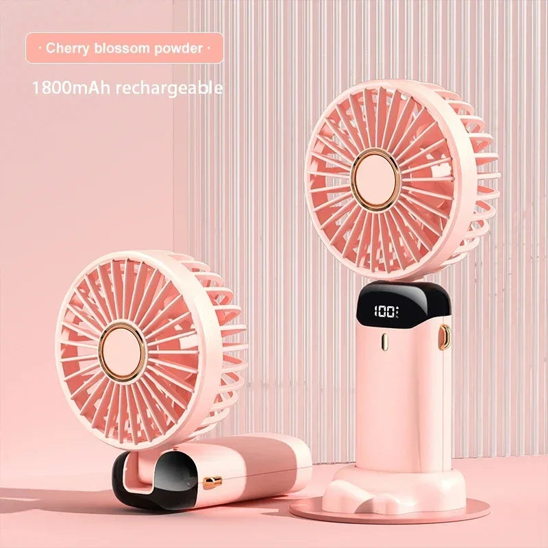 Portable 5-Speed Mini Neck Fan with Stand