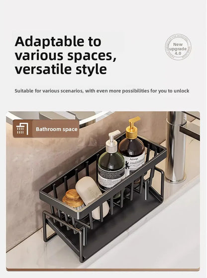 Kitchen Sink Sponge Holder & Drain Rack with Hanging Hook