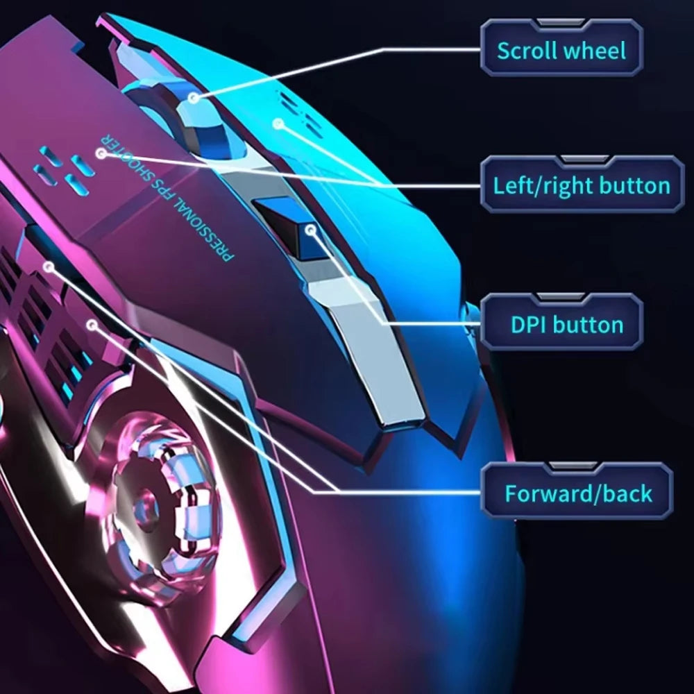 Rechargeable Wireless Gaming Mouse, Bluetooth & 2.4G Silent RGB
