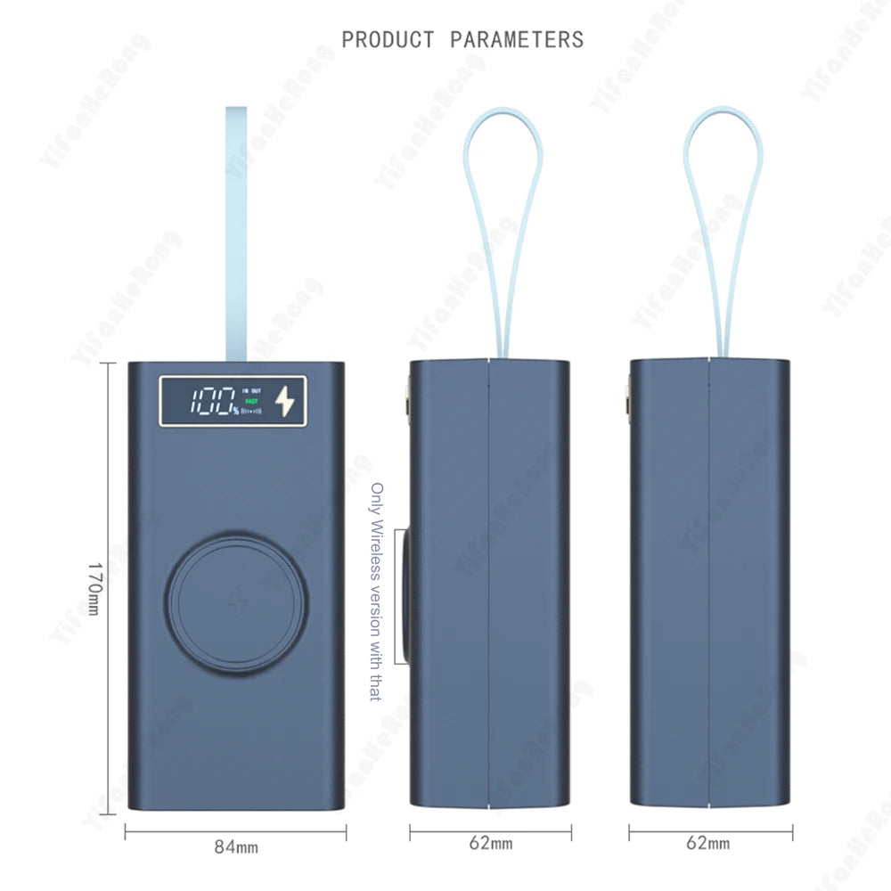 Portable Power Bank with Wireless Charging & LED Display
