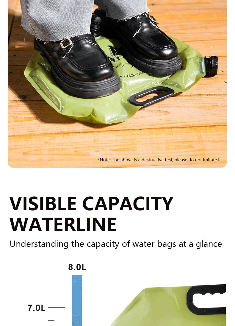 8L Foldable Food-Grade Water Storage Bag for Camping, Hiking & Travel