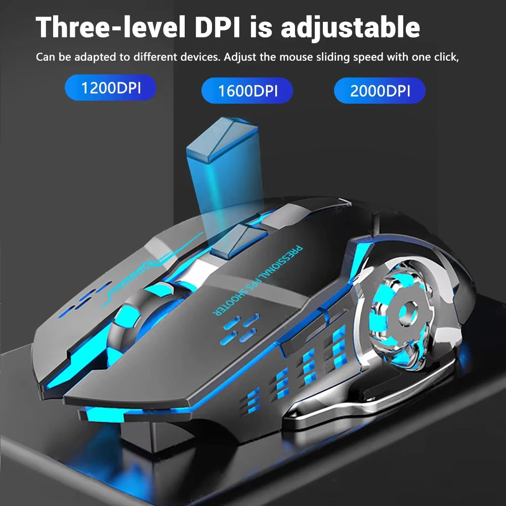 Rechargeable Wireless Gaming Mouse, Bluetooth & 2.4G Silent RGB