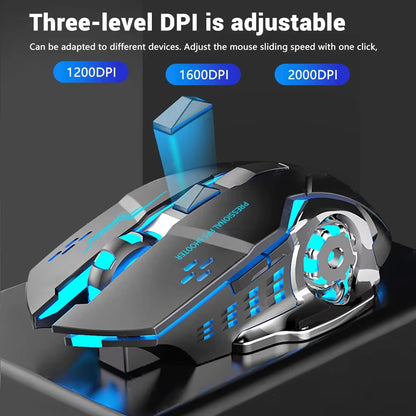 Rechargeable Wireless Gaming Mouse, Bluetooth & 2.4G Silent RGB