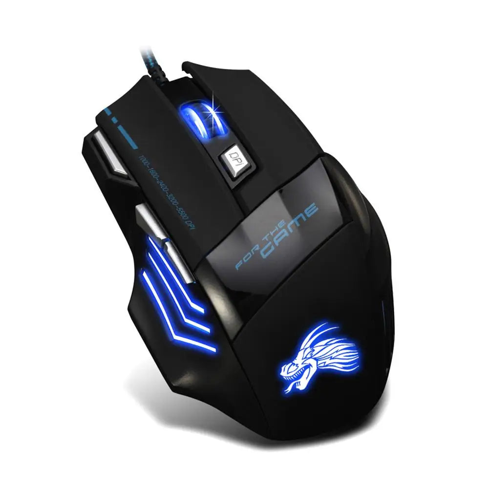 USB Wired Gaming Mouse, 5500 DPI RGB, 7-Button Ergonomic
