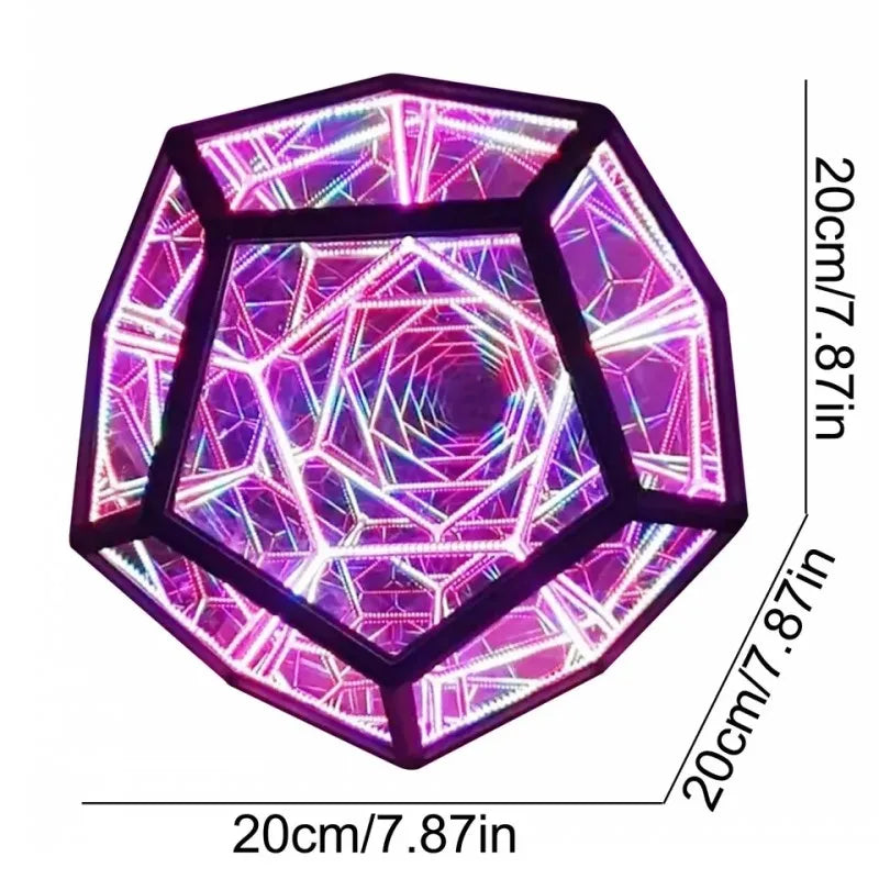 PrismGlow RGBW Dodecahedron LED Table Lamp — 3D Gaming Room Decor