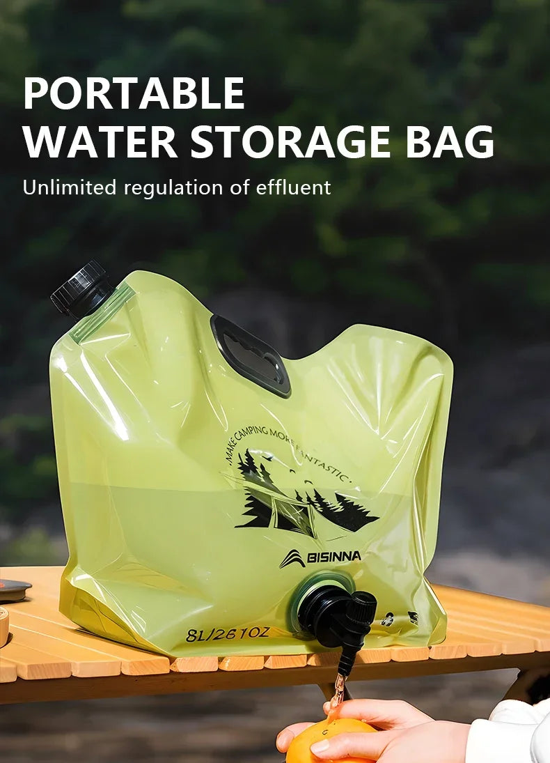 8L Foldable Food-Grade Water Storage Bag for Camping, Hiking & Travel