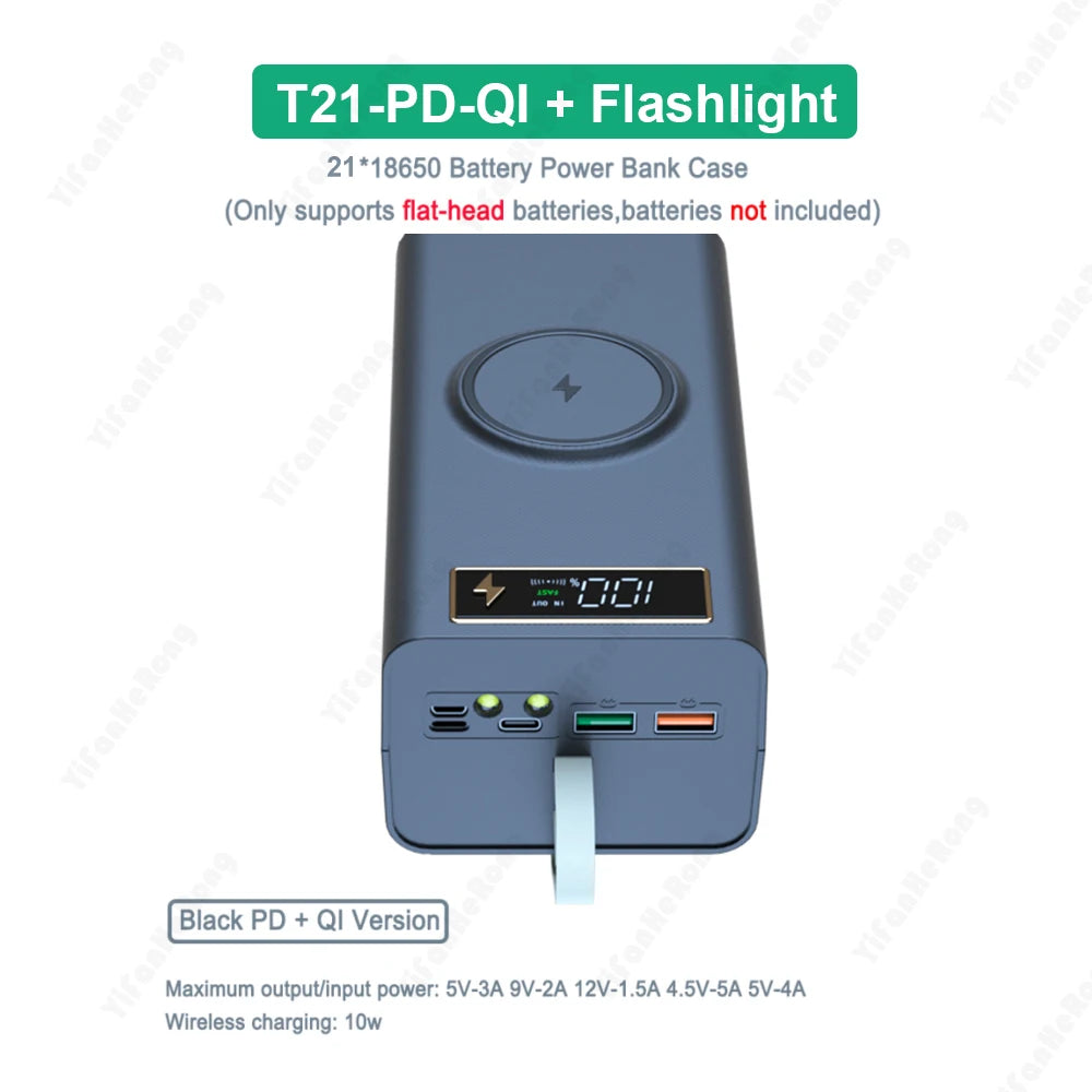Portable Power Bank with Wireless Charging & LED Display