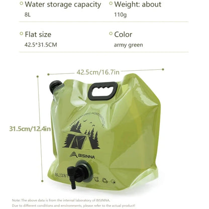 8L Foldable Food-Grade Water Storage Bag for Camping, Hiking & Travel