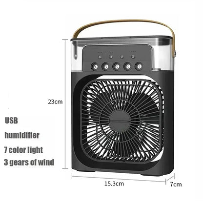3-in-1 Mini Air Cooler Fan with Humidifier & LED Light