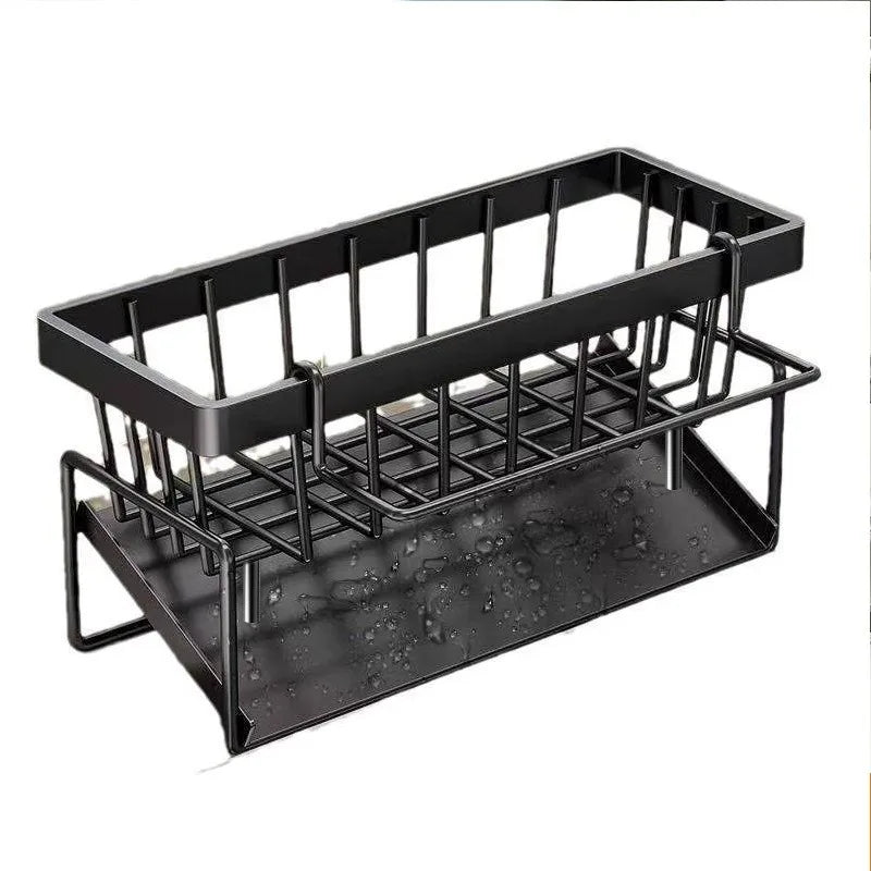 Kitchen Sink Sponge Holder & Drain Rack with Hanging Hook