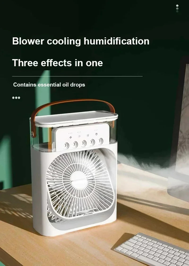 3-in-1 Mini Air Cooler Fan with Humidifier & LED Light