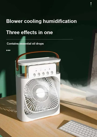 3-in-1 Mini Air Cooler Fan with Humidifier & LED Light