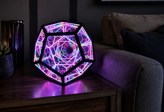 PrismGlow RGBW Dodecahedron LED Table Lamp — 3D Gaming Room Decor