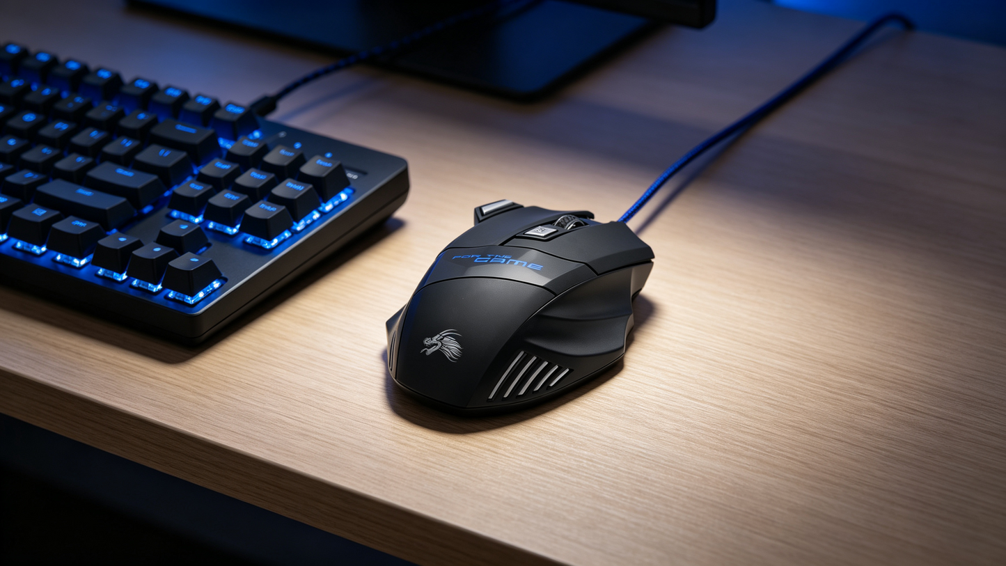USB Wired Gaming Mouse, 5500 DPI RGB, 7-Button Ergonomic