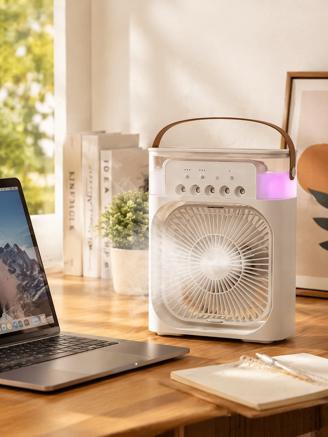 3-in-1 Mini Air Cooler Fan with Humidifier & LED Light