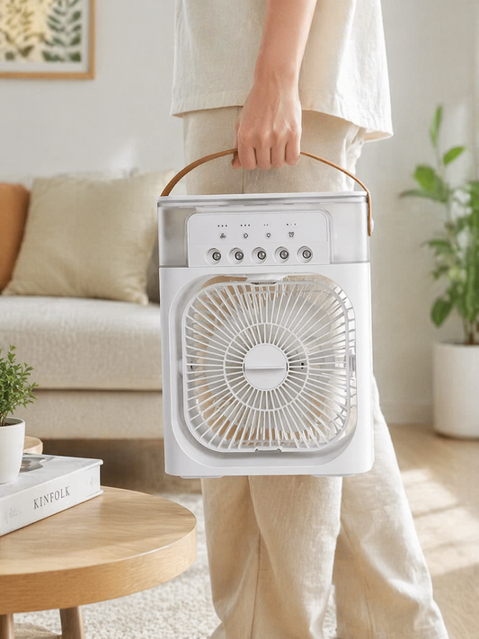 3-in-1 Mini Air Cooler Fan with Humidifier & LED Light