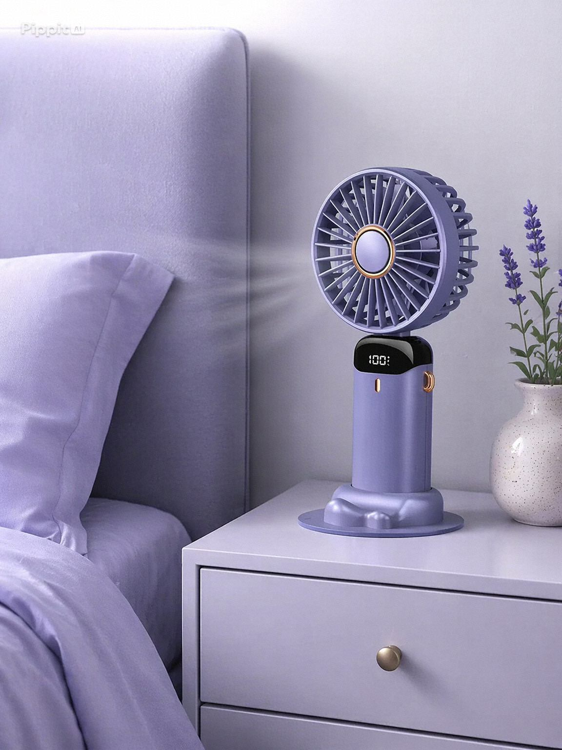 Portable 5-Speed Mini Neck Fan with Stand