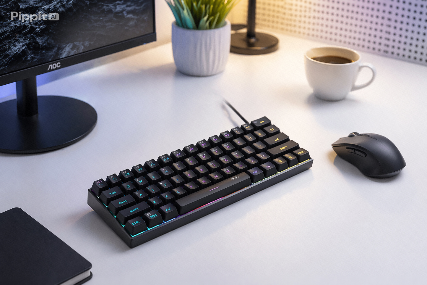 60% RGB Gaming Keyboard, 61 Key Mechanical Feel